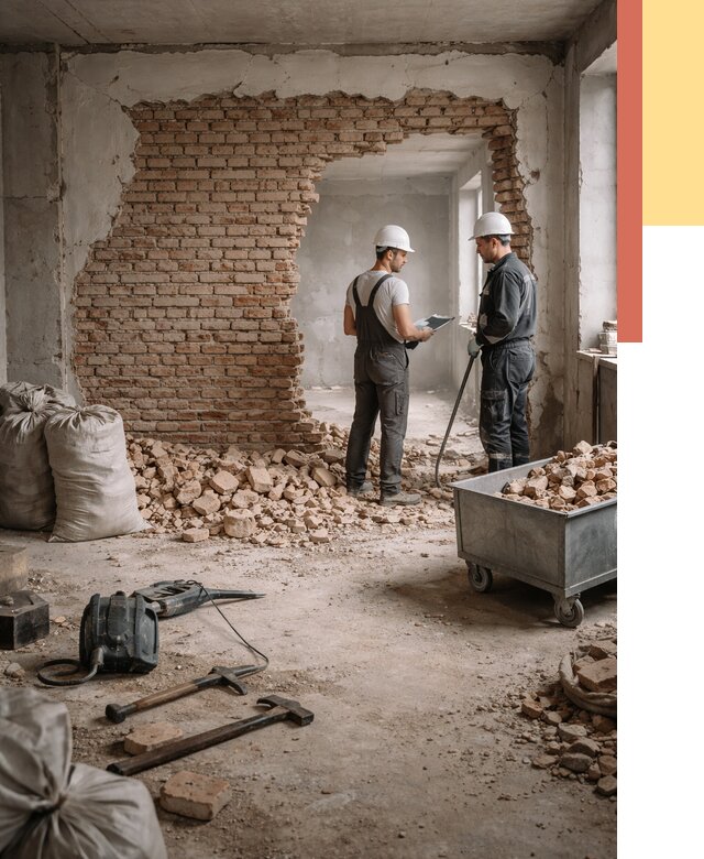 Демонтаж кирпичных стен в Сердобске от 4247 руб. — быстро, недорого, под ключ | ОТДЕЛОЧНИК-Срд