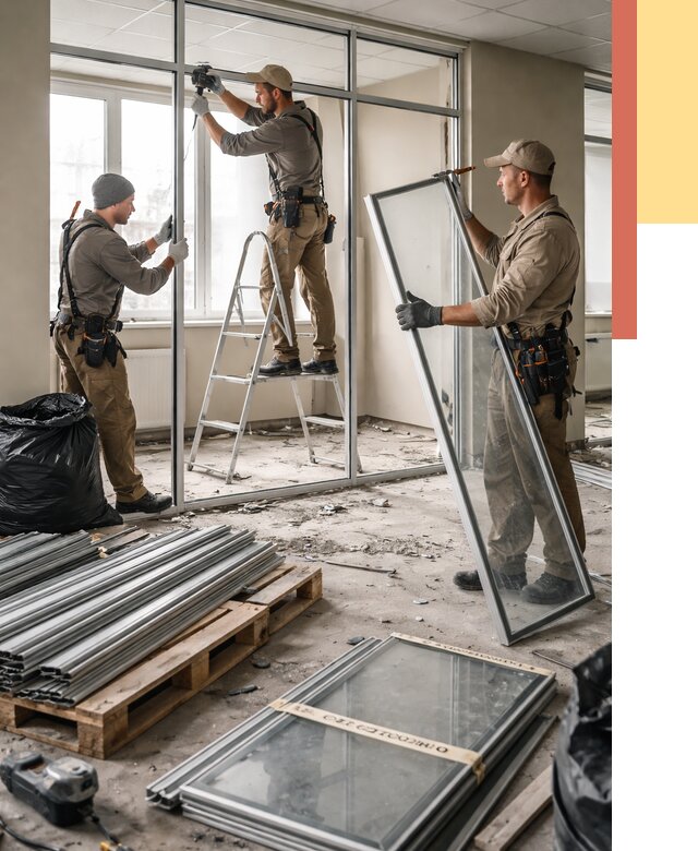 Демонтаж алюминиевых перегородок в Сердобске от 4247 руб. — быстро и недорого | ОТДЕЛОЧНИК-Срд