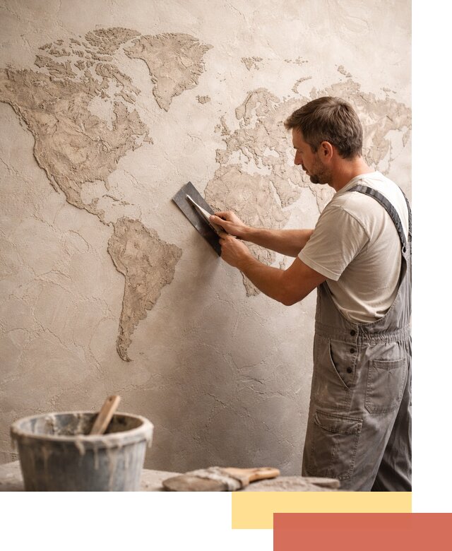 Декоративная штукатурка «Карта мира» под ключ в Сердобске