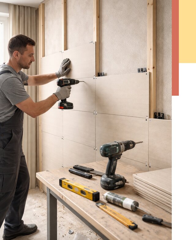 Монтаж МДФ панелей на стены в Сердобске от 1264 руб. под ключ | ОТДЕЛОЧНИК-Срд