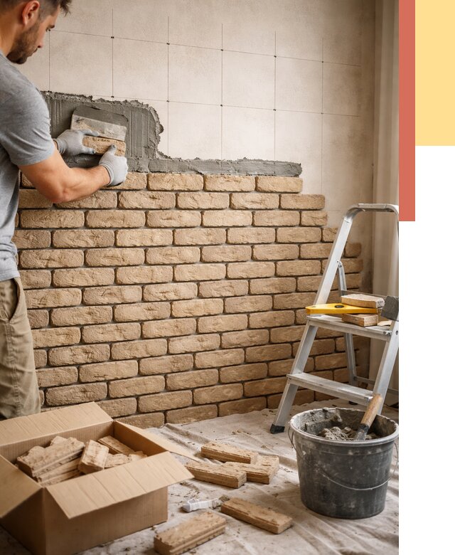 Монтаж декоративного кирпича в Сердобске от 3236 руб./м² — быстро и недорого | ОТДЕЛОЧНИК-Срд