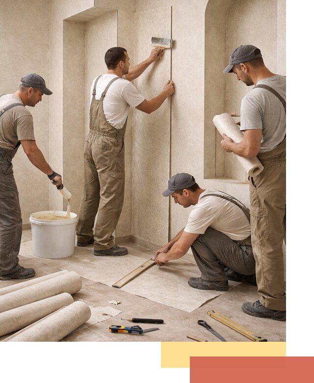 Поклейка обоев на сложные стены и неровные поверхности в Сердобске