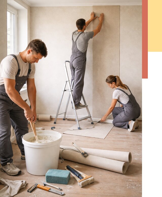 Оклейка стен обоями в Сердобске от 3539 руб/м2 — быстро и недорого | ОТДЕЛОЧНИК-Срд