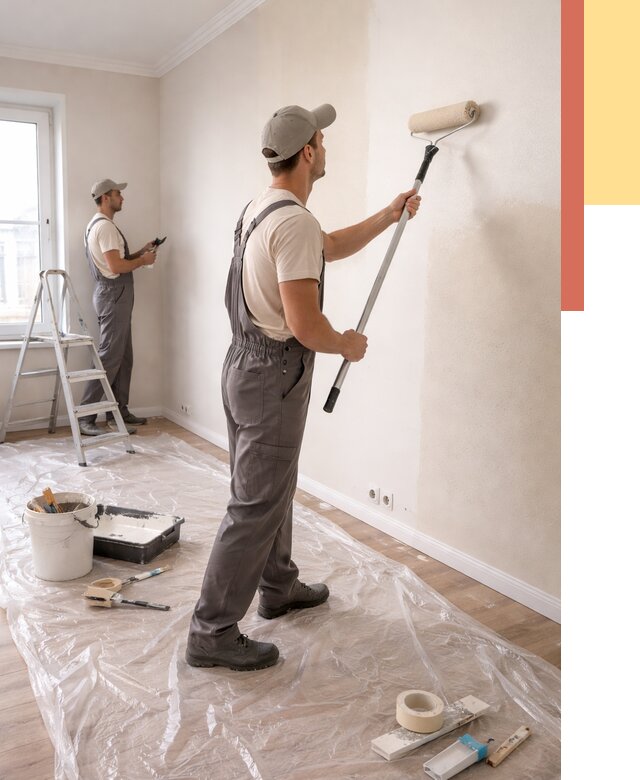 Покраска стен акриловой краской в Сердобске от 3539 руб./м² — быстро и недорого | ОТДЕЛОЧНИК-Срд