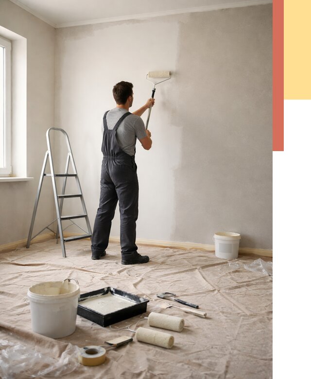 Покраска стен моющейся краской в Сердобске от 354 руб./м² — быстро и недорого | ОТДЕЛОЧНИК-Срд