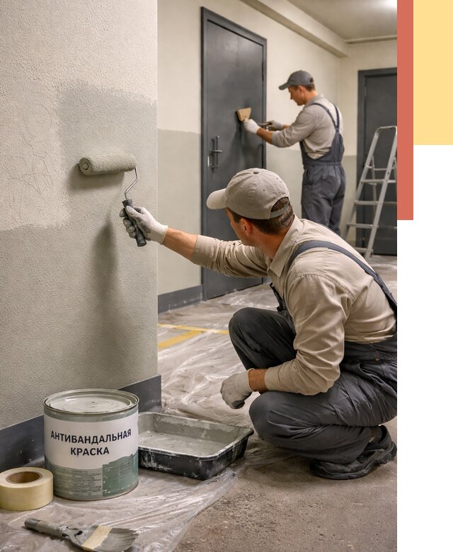 Покраска стен антивандальной краской в Сердобске от 4550 руб./м² под ключ | ОТДЕЛОЧНИК-Срд