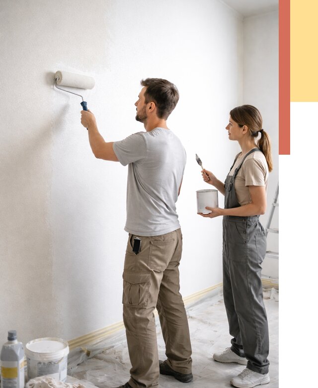 Окраска стен по стеклохолсту в Сердобске от 4550 руб/м² под ключ | ОТДЕЛОЧНИК-Срд