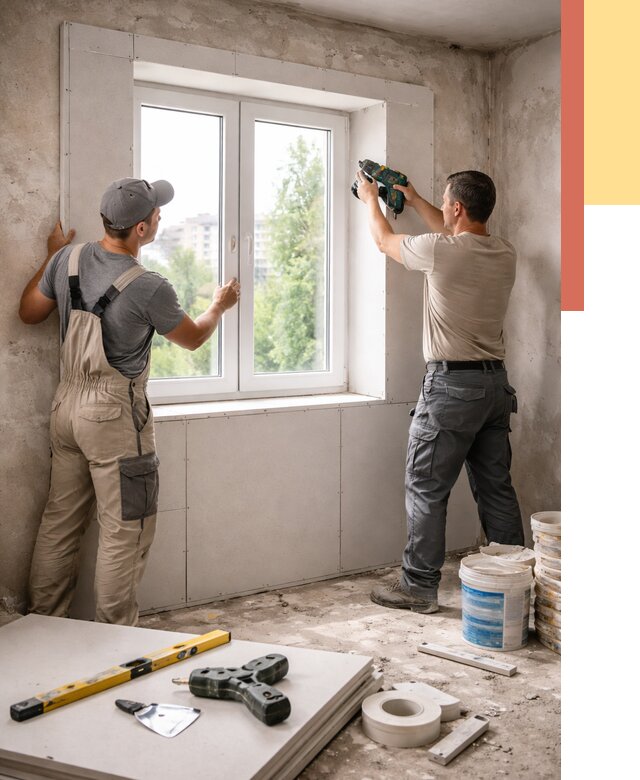 Монтаж откосов из гипсокартона в Сердобске от 4550 руб. под ключ | ОТДЕЛОЧНИК-Срд