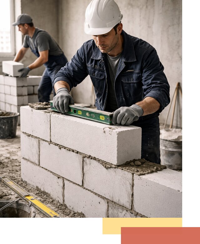 Кладка перегородок из пеноблока под ключ в Сердобске