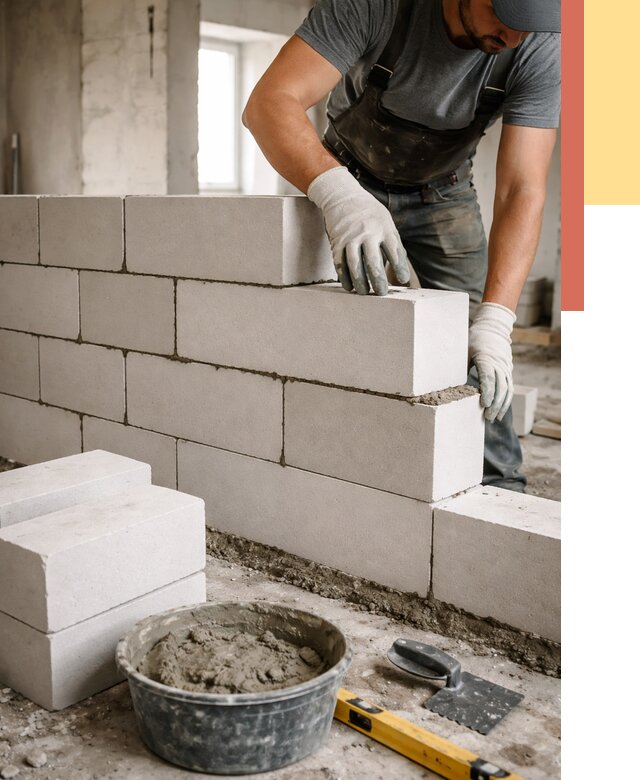 Кладка перегородок из силикатного блока в Сердобске от 4044 руб. под ключ | ОТДЕЛОЧНИК-Срд