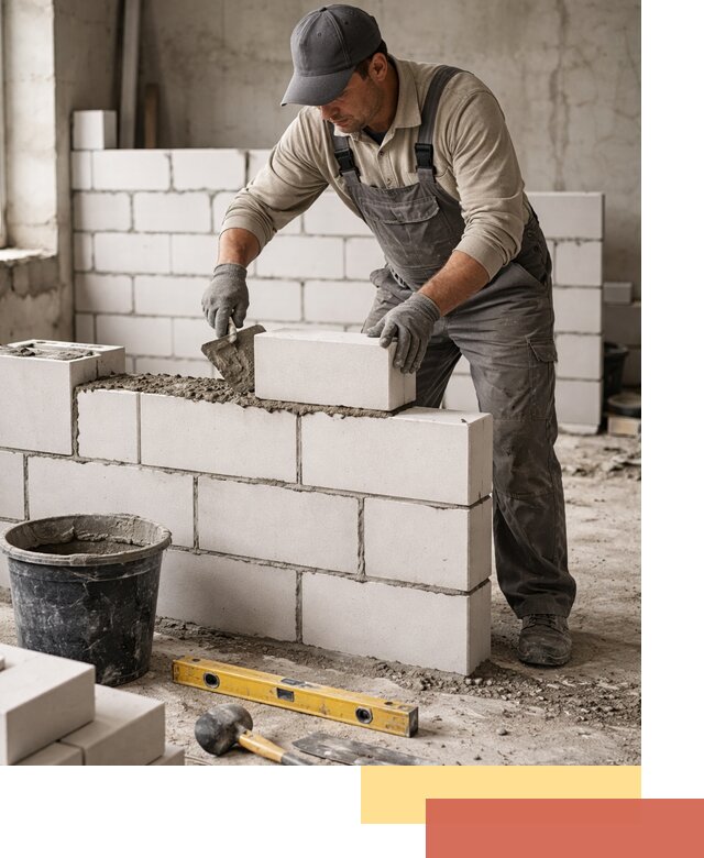 Кладка перегородок из силикатного блока в Сердобске