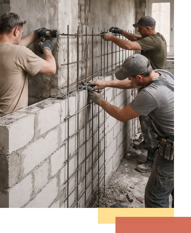 Армирование кладки перегородок в Сердобске профессионально и надёжно