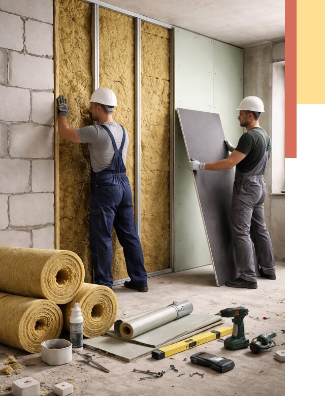 Шумоизоляция перегородок из блоков в Сердобске от 1871 руб./м² — быстро и недорого | ОТДЕЛОЧНИК-Срд