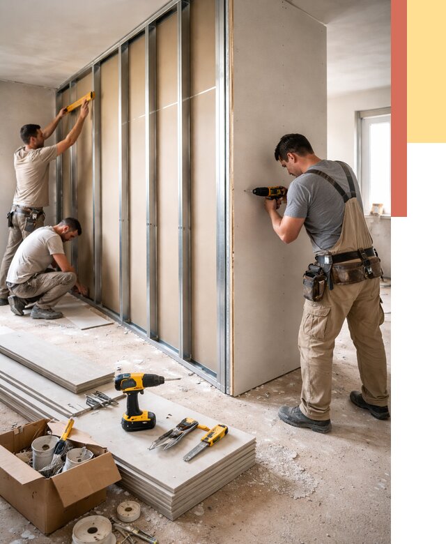 Монтаж однослойной перегородки из гипсокартона в Сердобске от 657 руб. | ОТДЕЛОЧНИК-Срд