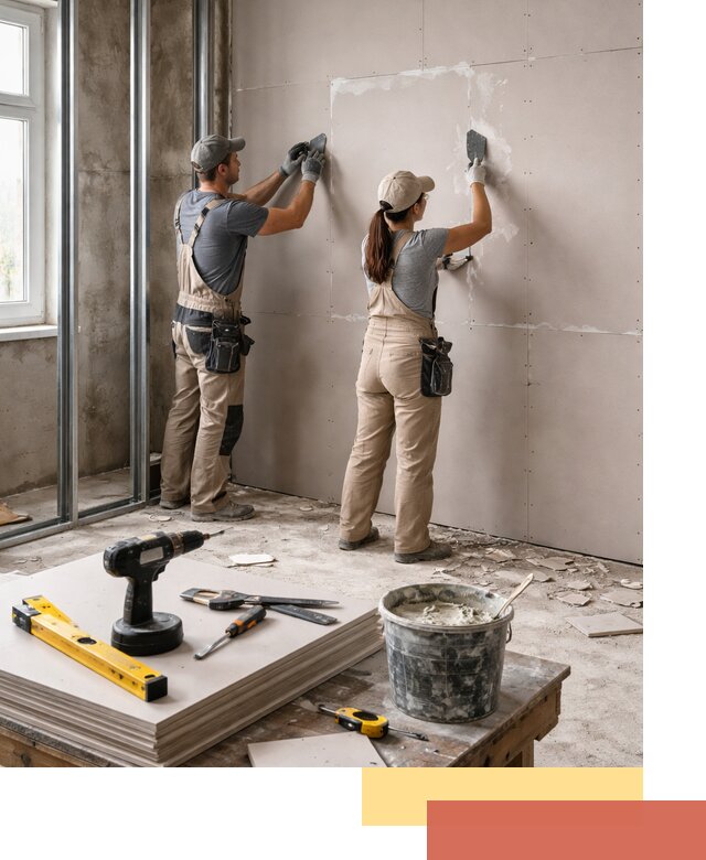 Монтаж двухслойной перегородки из гипсокартона в Сердобске