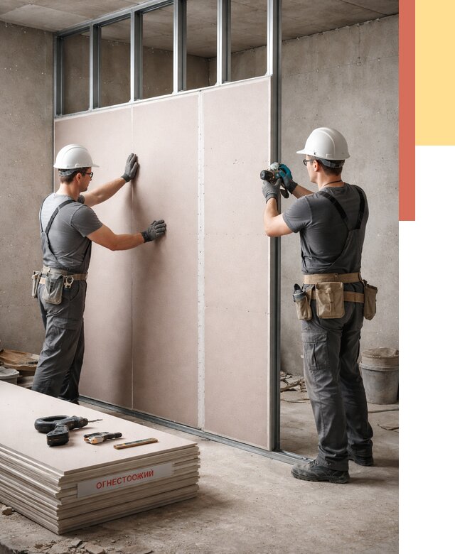 Перегородка из огнестойкого гипсокартона в Сердобске от 1871 руб. под ключ | ОТДЕЛОЧНИК-Срд