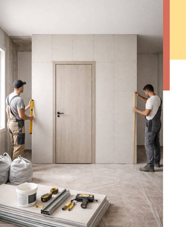 Перегородка из гипсокартона с дверью в Сердобске от 4550 руб. под ключ | ОТДЕЛОЧНИК-Срд