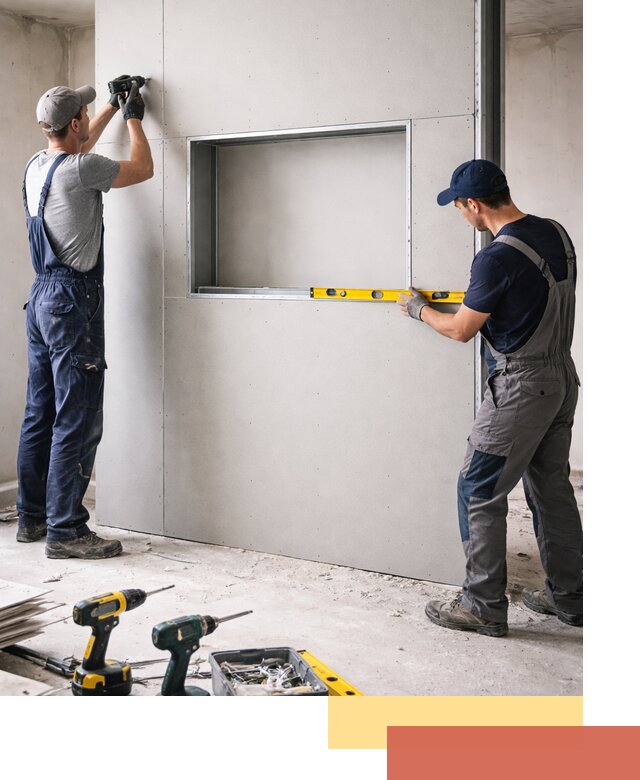 Перегородка из гипсокартона с нишей под декор в Сердобске