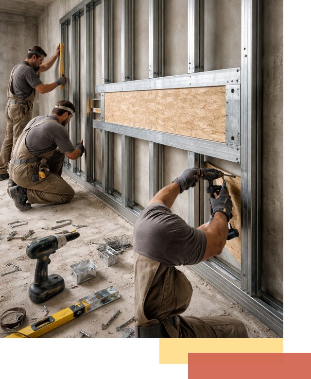 Усиленная перегородка для крепления тяжёлых конструкций в Сердобске