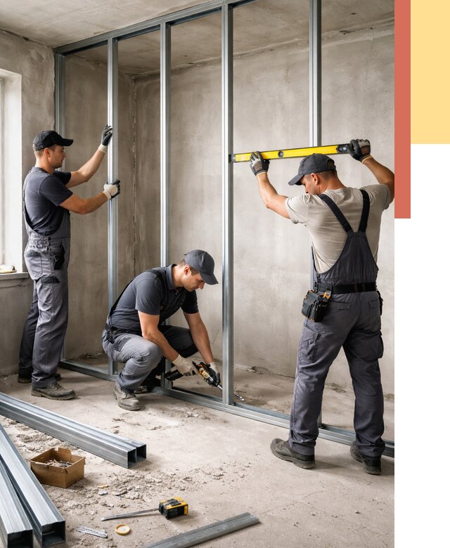 Монтаж каркаса перегородки из профиля в Сердобске от 758 руб. | ОТДЕЛОЧНИК-Срд