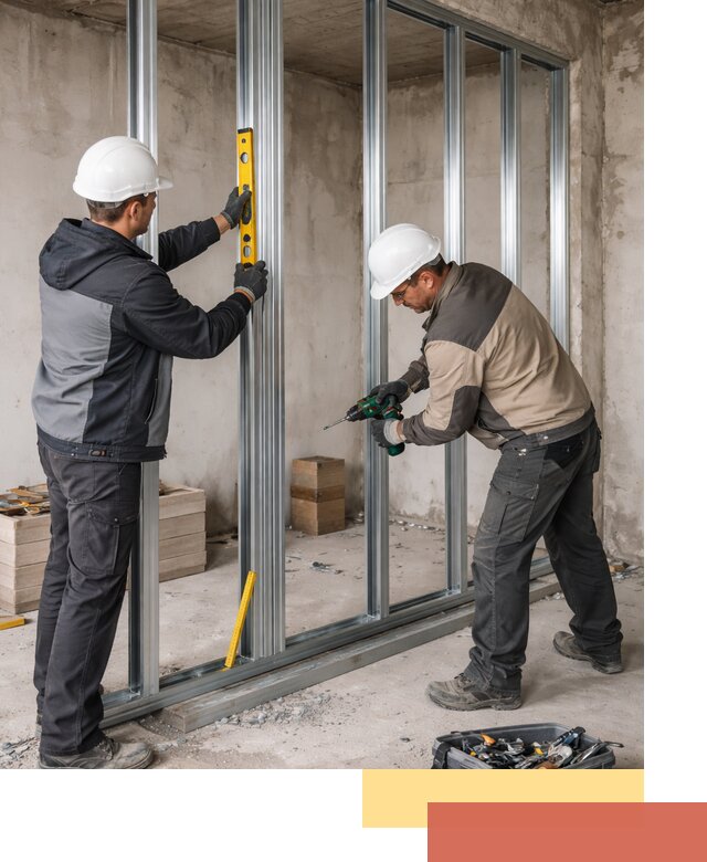 Монтаж каркаса перегородки из профиля в Сердобске