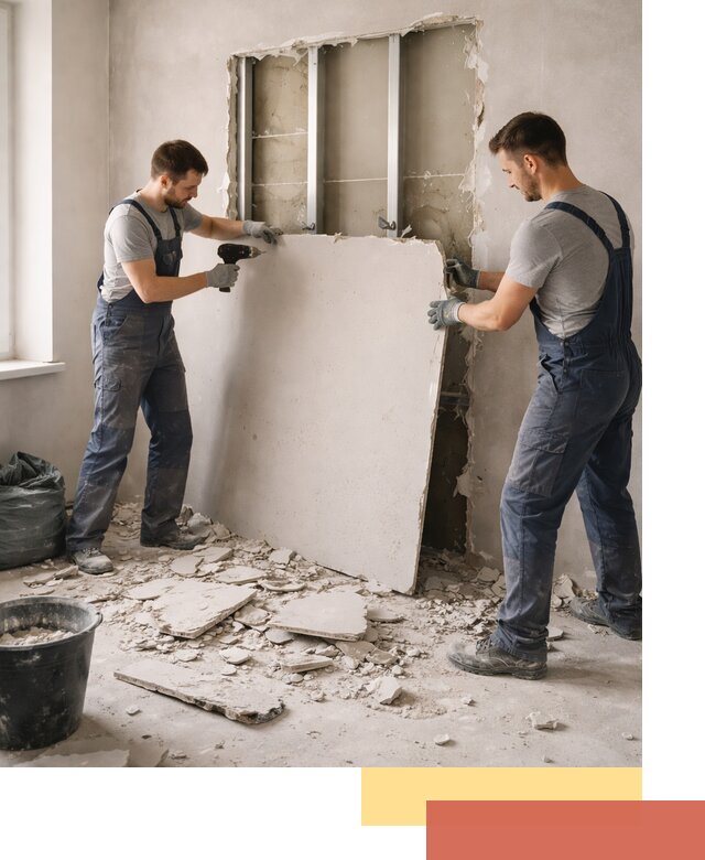 Демонтаж перегородки из гипсокартона в Сердобске быстрый и аккуратный