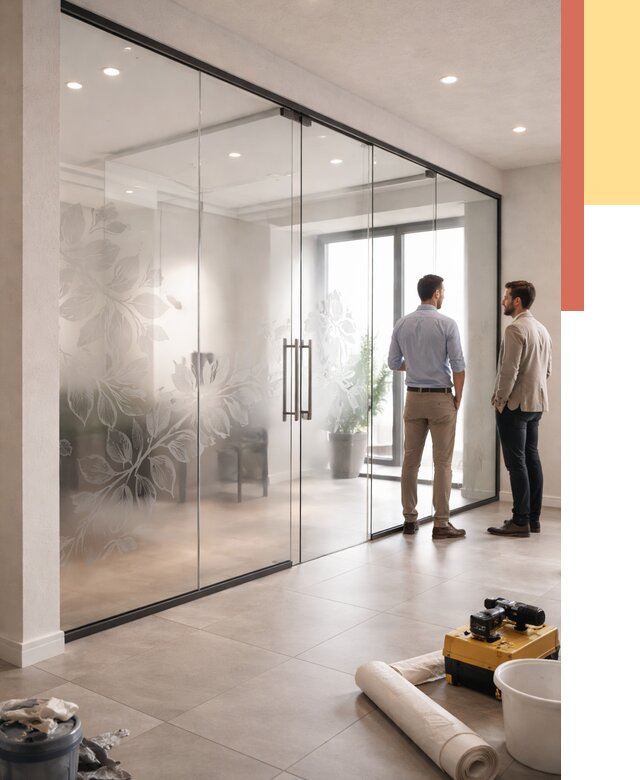 Стеклянные перегородки с рисунком в Сердобске от 12639 руб. монтаж и нанесение | ОТДЕЛОЧНИК-Срд