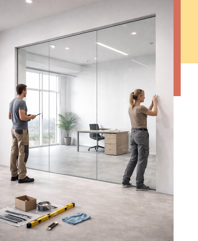 Перегородки из закаленного стекла в Сердобске от 9605 руб. под ключ | ОТДЕЛОЧНИК-Срд