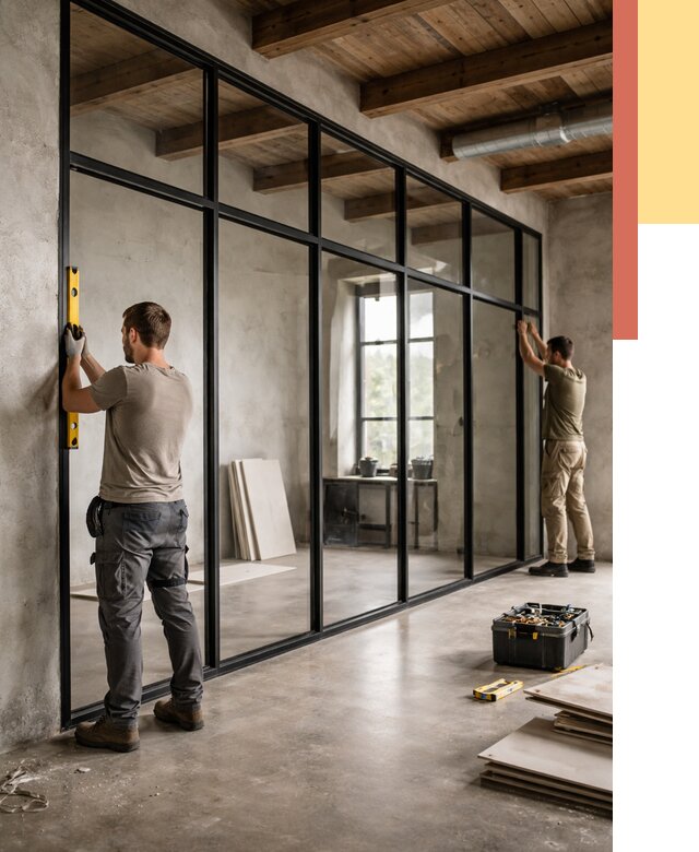 Стеклянные перегородки лофт в Сердобске от 10617 руб. под ключ | ОТДЕЛОЧНИК-Срд