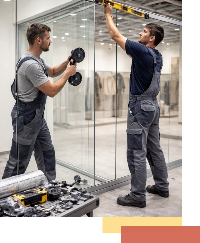 Стеклянные перегородки для магазинов в Сердобске — монтаж и установка