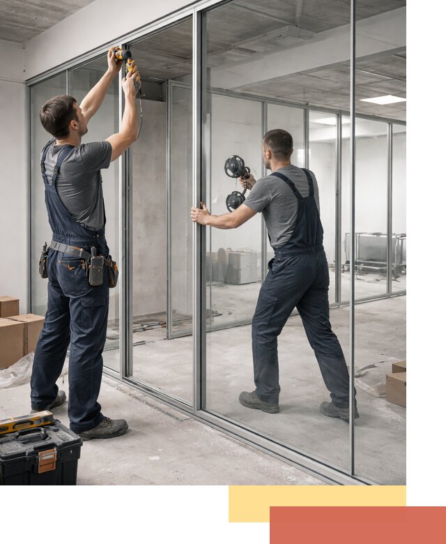 Алюминиевые перегородки со стеклом в Сердобске — изготовление и монтаж