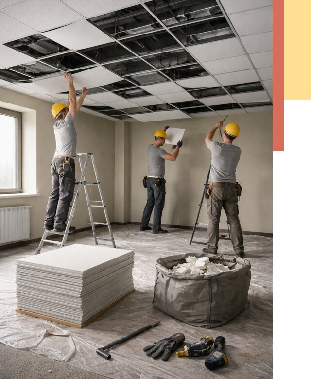 Демонтаж потолка Армстронг в Сердобске от 4550 руб. быстро и недорого | ОТДЕЛОЧНИК-Срд