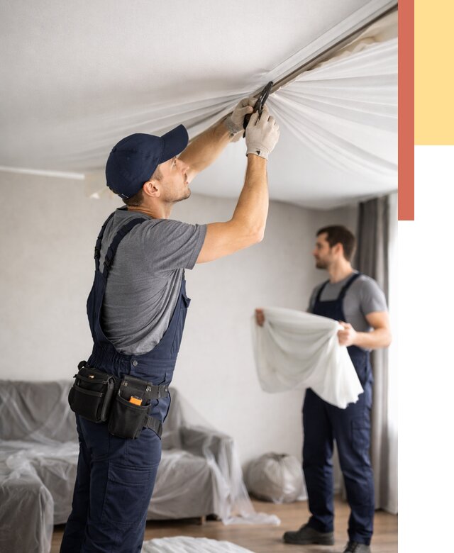 Демонтаж натяжного потолка в Сердобске от 4550 руб. — снятие и разбор под ключ | ОТДЕЛОЧНИК-Срд