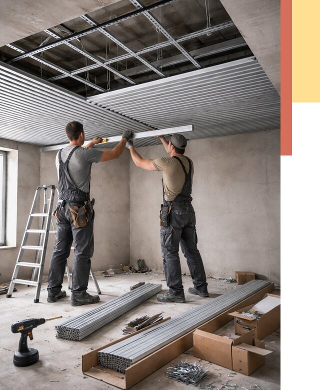 Монтаж реечного потолка в Сердобске от 4550 руб. под ключ | ОТДЕЛОЧНИК-Срд