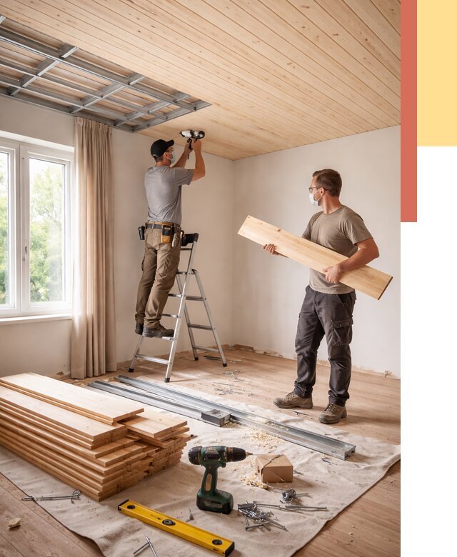 Монтаж потолка из вагонки в Сердобске от 6572 руб. | Быстро и недорого — ОТДЕЛОЧНИК-Срд