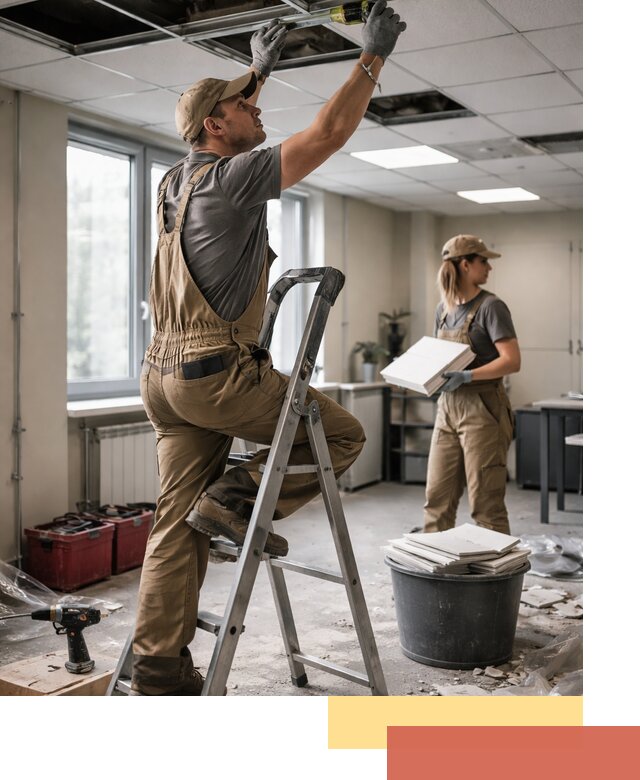 Ремонт потолка Армстронг и замена плит в Сердобске