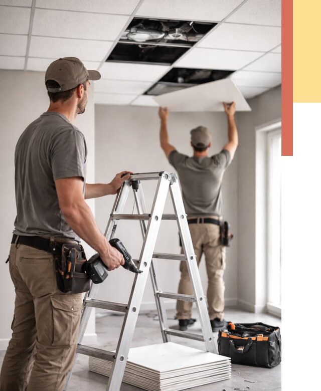 Обслуживание подвесного потолка в Сердобске от 3539 руб. — быстро и недорого | ОТДЕЛОЧНИК-Срд