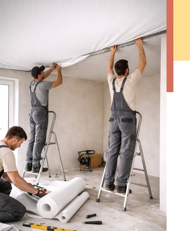 Монтаж тканевого натяжного потолка в Сердобске от 3539 руб. под ключ | ОТДЕЛОЧНИК-Срд