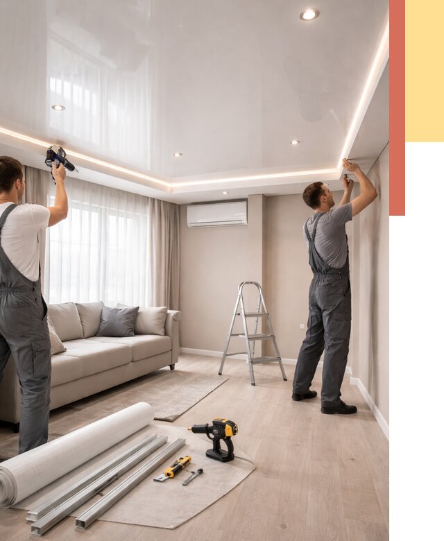 Монтаж глянцевого натяжного потолка в Сердобске от 758 руб. под ключ | ОТДЕЛОЧНИК-Срд