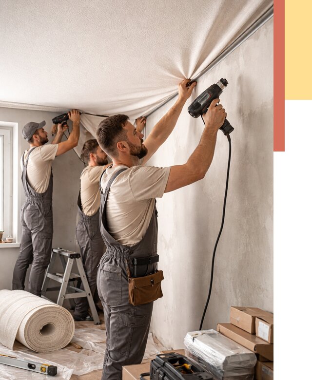 Монтаж фактурного натяжного потолка в Сердобске от 758 руб. — ОТДЕЛОЧНИК-Срд