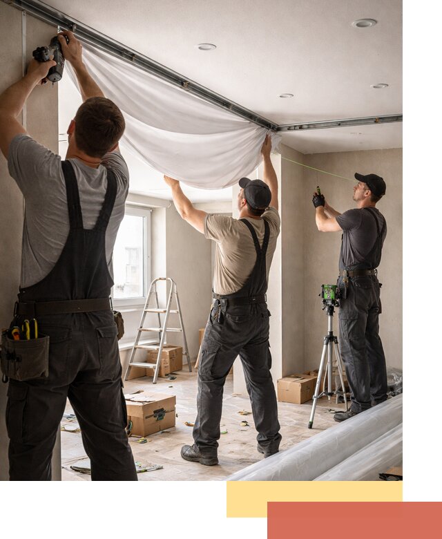 Монтаж парящего натяжного потолка под ключ в Сердобске