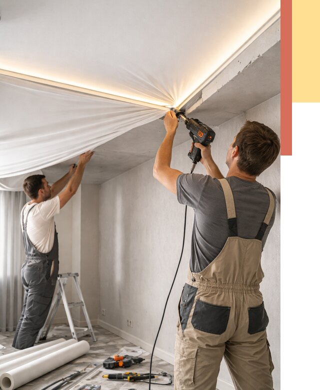 Монтаж натяжного потолка с подсветкой в Сердобске от 961 руб. | ОТДЕЛОЧНИК-Срд