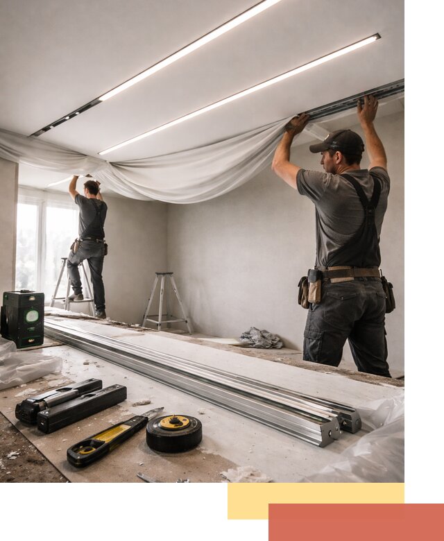 Монтаж натяжных потолков со световыми линиями в Сердобске