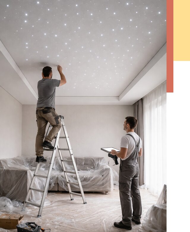 Монтаж натяжного потолка «звездное небо» в Сердобске от 6572 руб. | ОТДЕЛОЧНИК-Срд