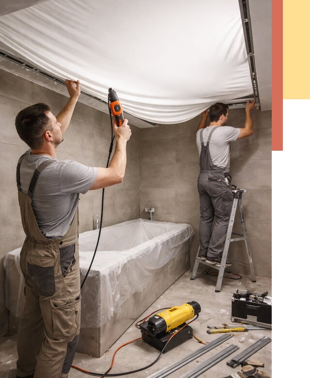 Монтаж натяжного потолка в ванной в Сердобске от 1213 руб. под ключ | ОТДЕЛОЧНИК-Срд