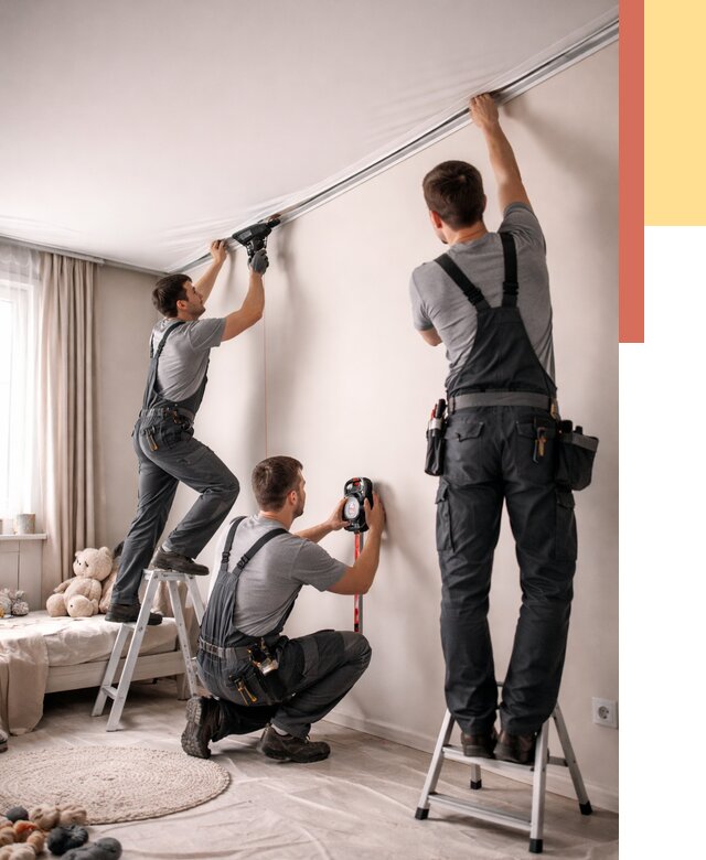 Монтаж натяжного потолка в детской в Сердобске от 3539 руб. — быстро и недорого | ОТДЕЛОЧНИК-Срд