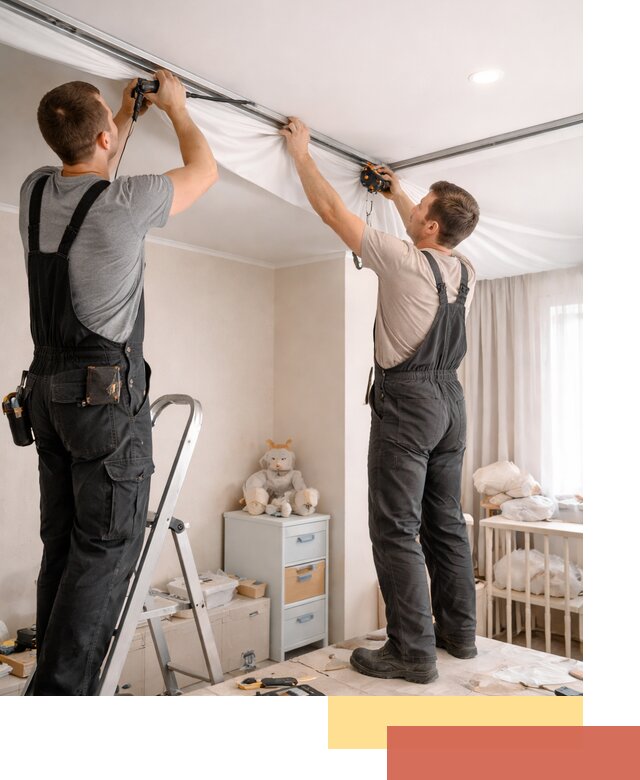 Монтаж натяжного потолка в детской комнате в Сердобске