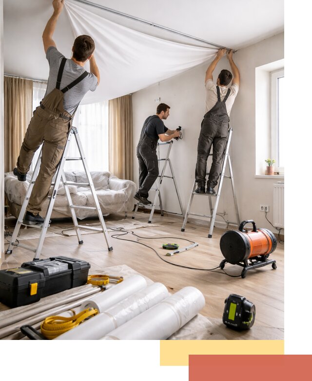 Монтаж натяжного потолка в гостиной в Сердобске