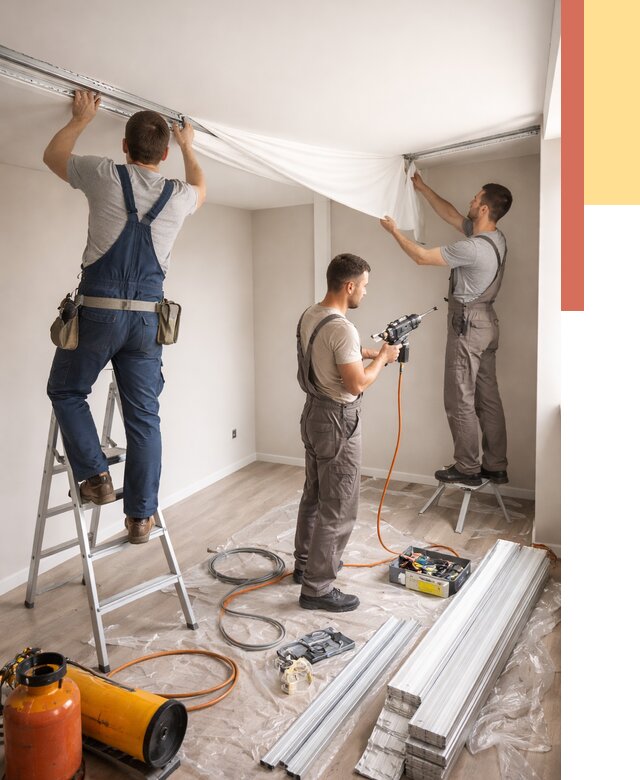 Монтаж натяжного потолка в студии в Сердобске от 5561 руб. — быстро и недорого | ОТДЕЛОЧНИК-Срд