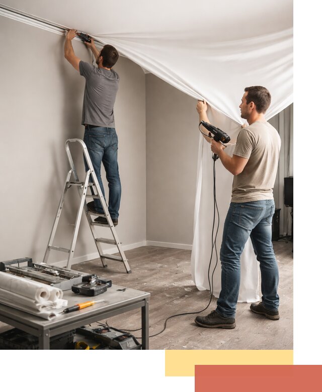 Монтаж натяжного потолка в студии в Сердобске